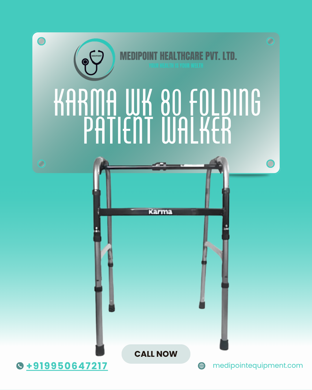 Karma WK 80 Folding Patient Walker on Rent in Jaipur